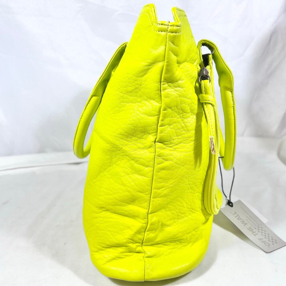 Vans Shoulder Tote Bag Purse Yellow Neon Post Up Zippers Snap Button New - Picture 4 of 12